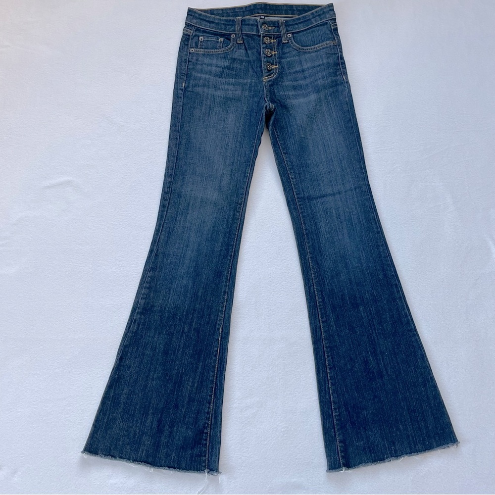 LF Carmar Jordan Raw Hem Button-Fly Flare Jeans, size 26